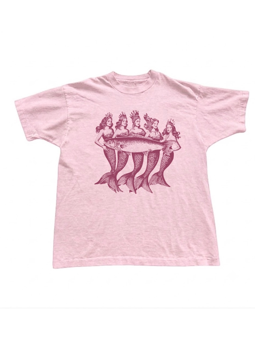 Gildan Pink Mermaids Fish Graphic Tee - Stylish Pet Fish Apparel